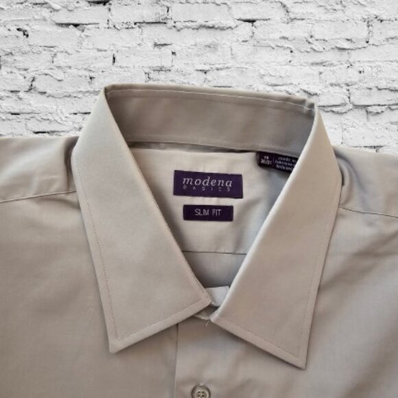 MODENA BASICS SLIM FIT MEN'S BIG & TALL LONG SLEEVE DRESS SHIRT - 18 (36/37) - Picture 2 of 6